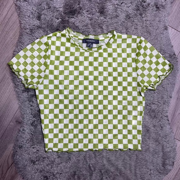 Primark Tops - Primark mesh checkered crop top size 6/8